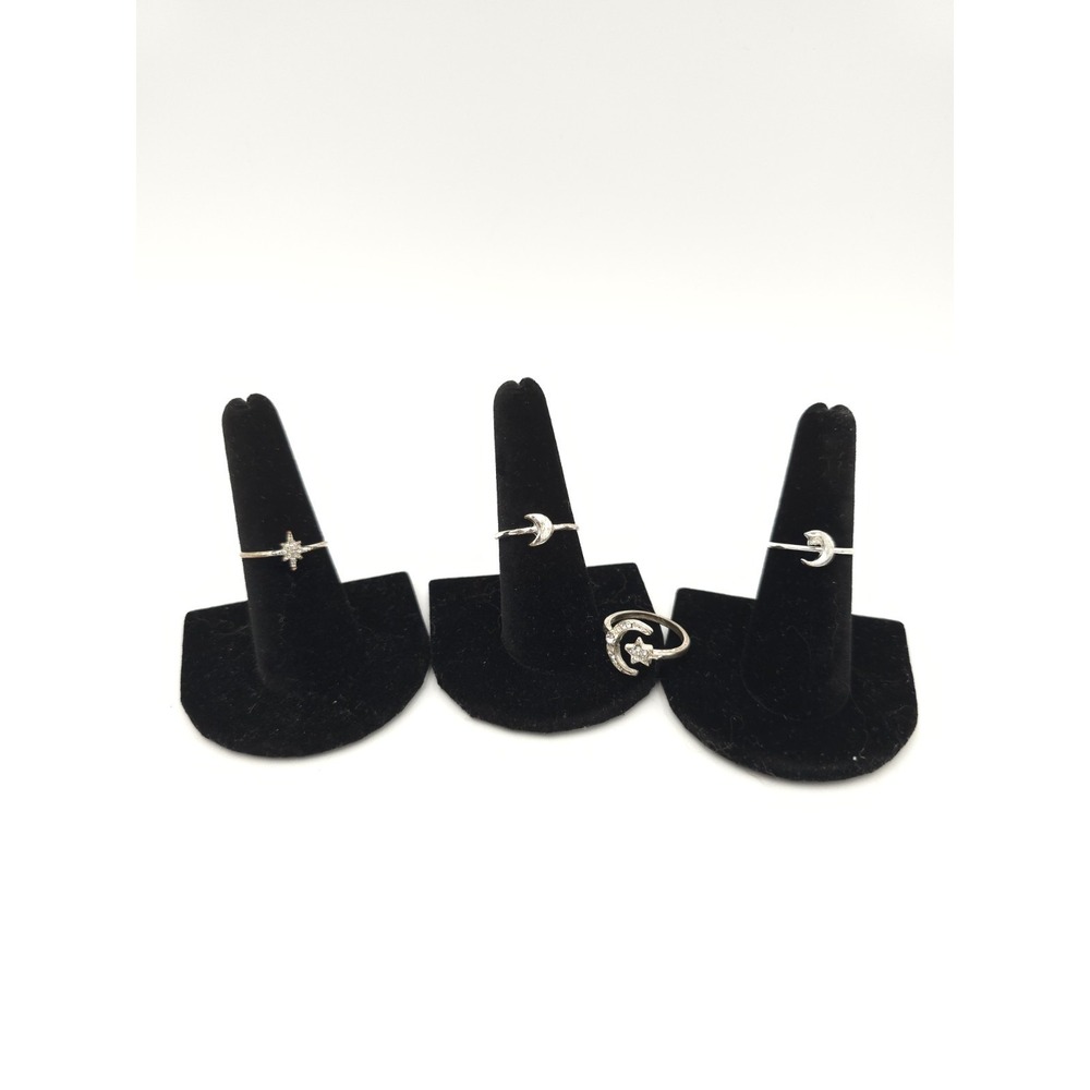 Lot Of 4 Moon Stars Silver‎ Tone Rings v size 7.25